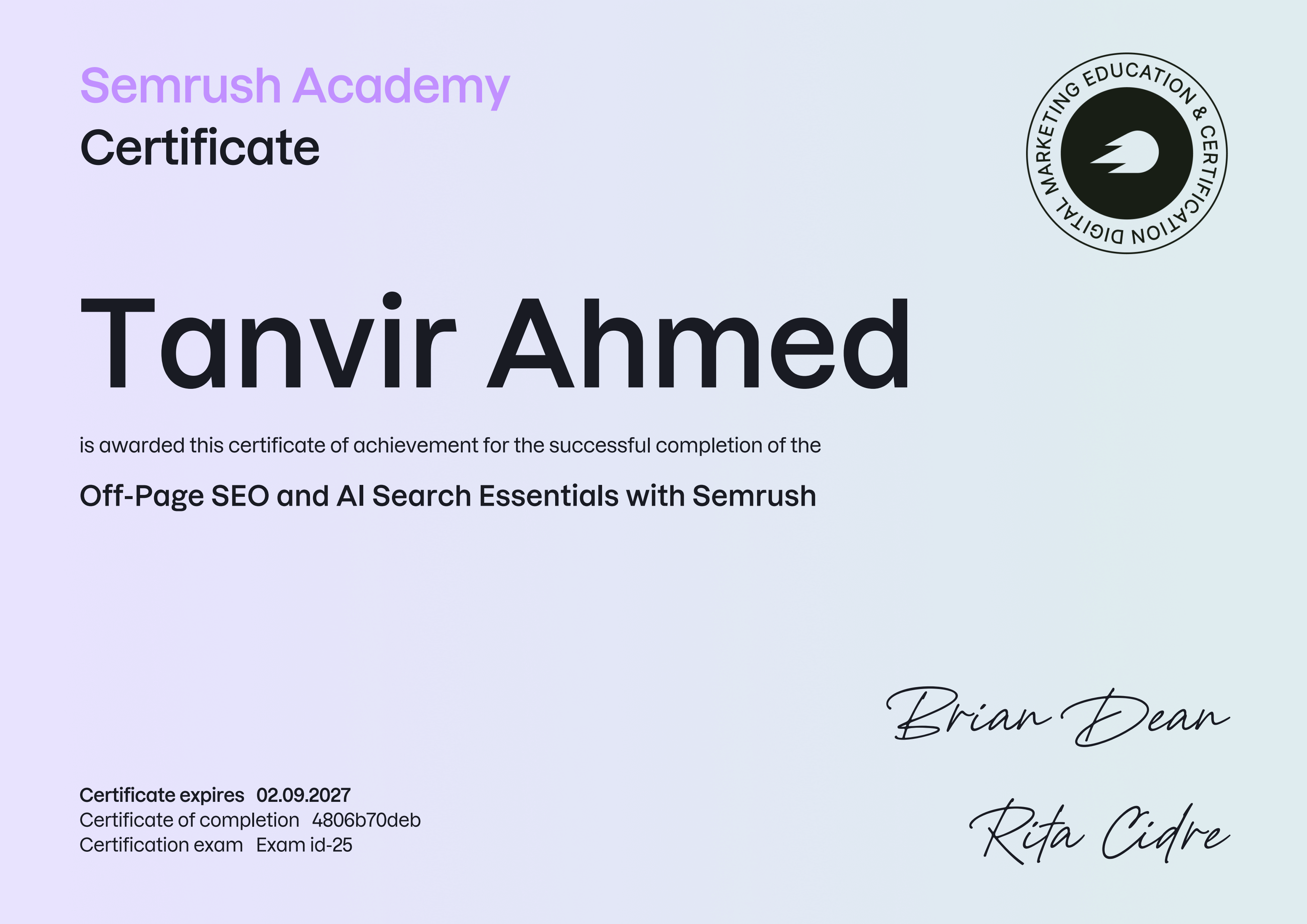 Official Professional Certification 5